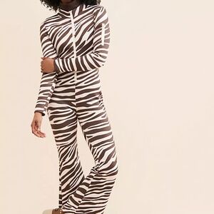 Cynthia Rowley Water Repellent Bonded Ski Suit in Zebra